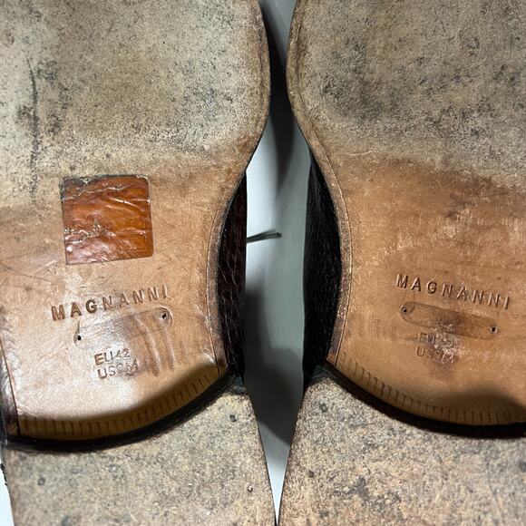 Magnanni 8761 Genuine Ostrich Leather Oxford Dress Shoes Brown Lace Up 42 US 9 main image 13